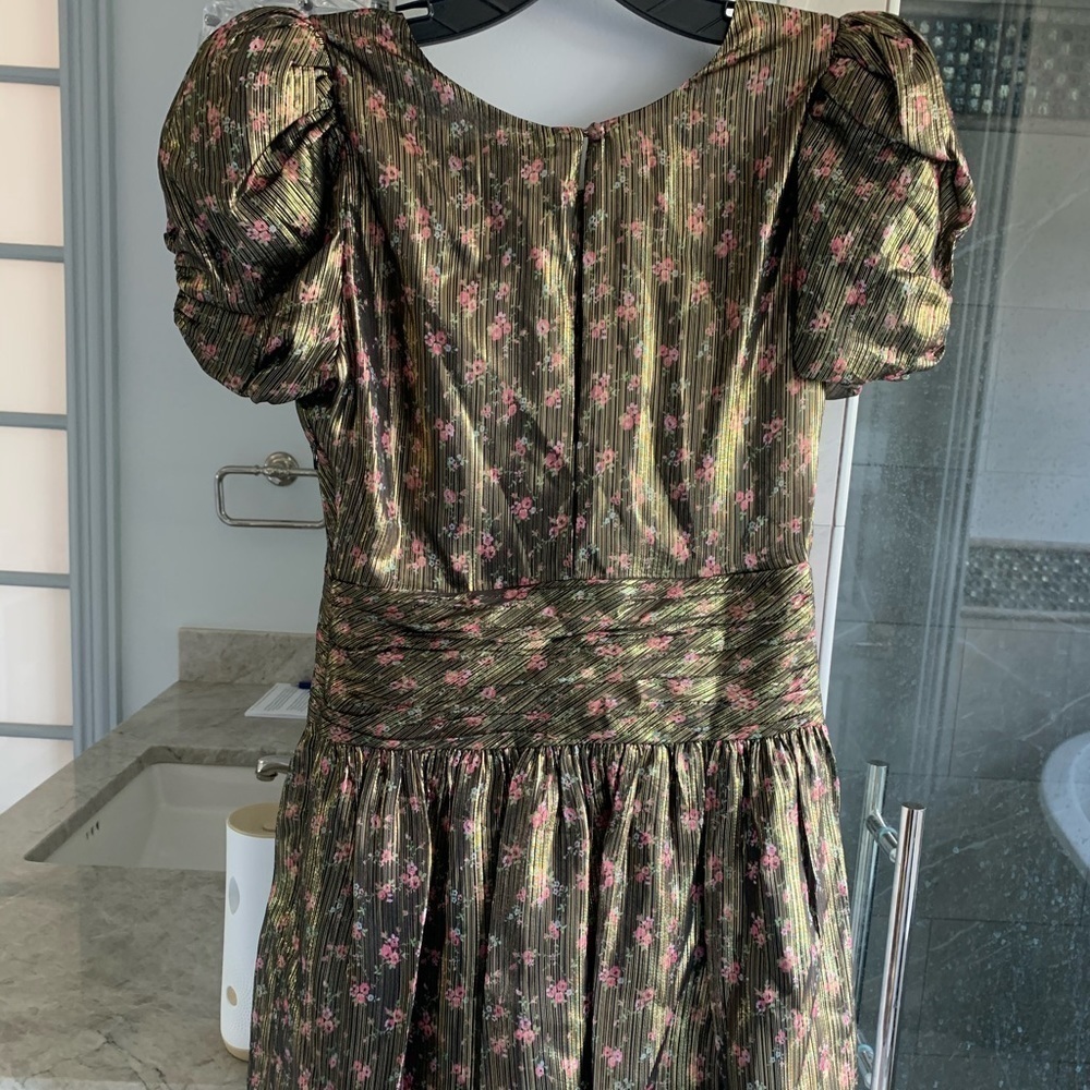 LoveShackFancy Mercy Floral-print Lamé-weave Dress - Picture 10 of 13